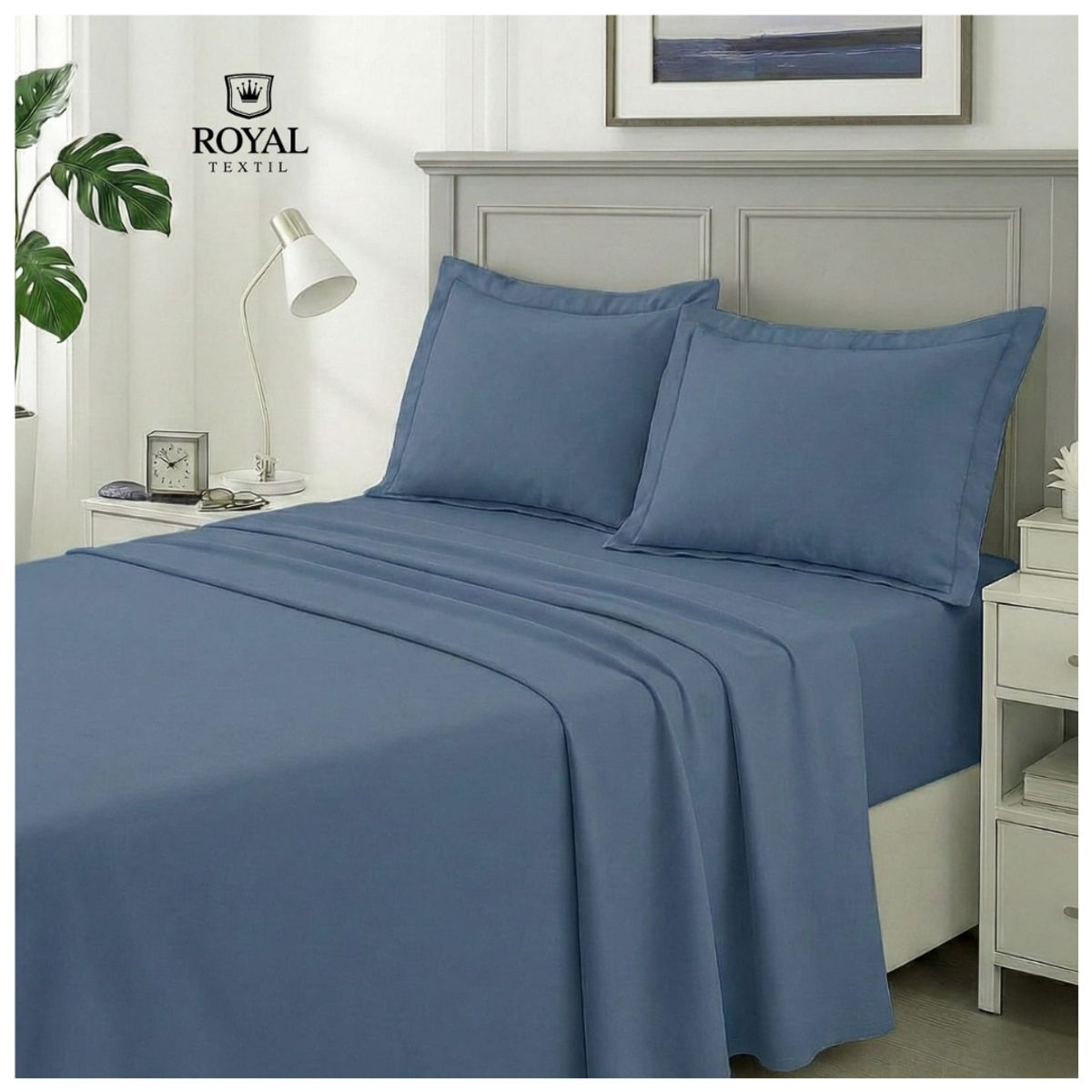 ROYAL - JUEGO DE SÁBANAS ROYAL COLOR ENTERO EN 2 PLAZAS