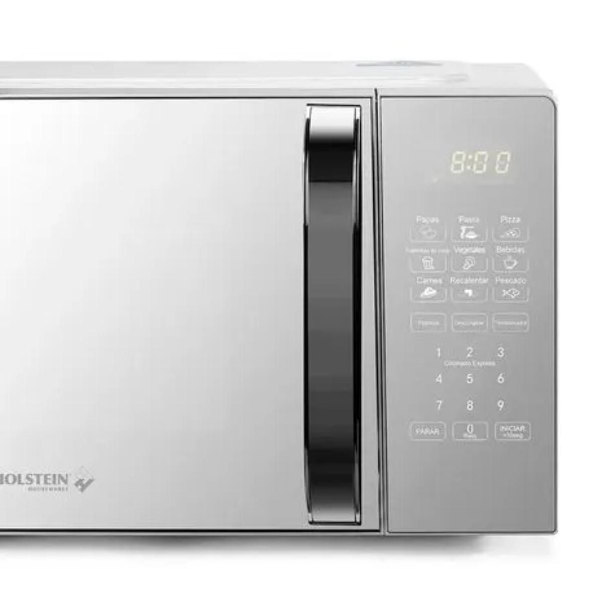 HOLSTEIN HOUSEWARES - Horno Microondas Holstein 20L Plateado con Funciones Rápidas