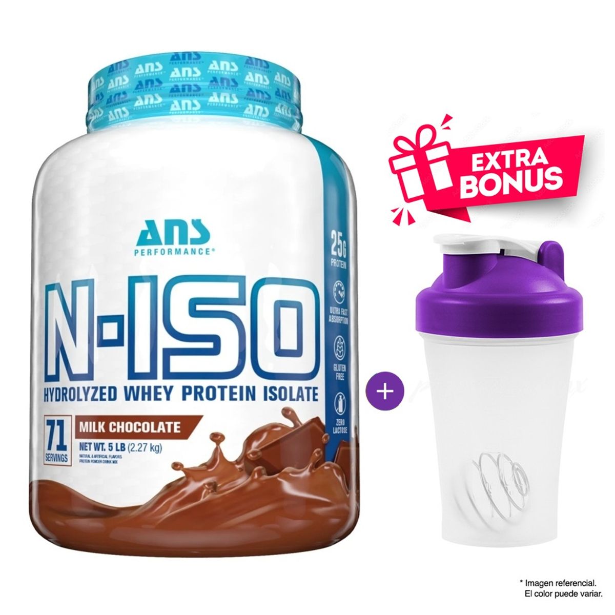 ANS PERFORMANCE - Proteína Ans Performance N-ISO WHEY PROTEIN ISOLATE 2.27 Kg Chocolate + Shaker