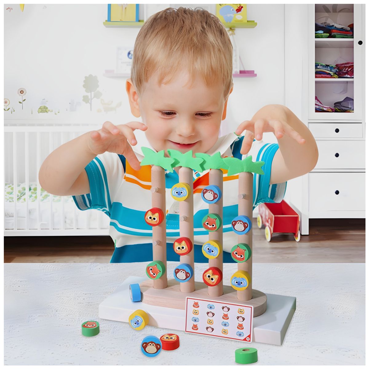 GENERICO - Juego de Encaje Vertical de Madera para Niños