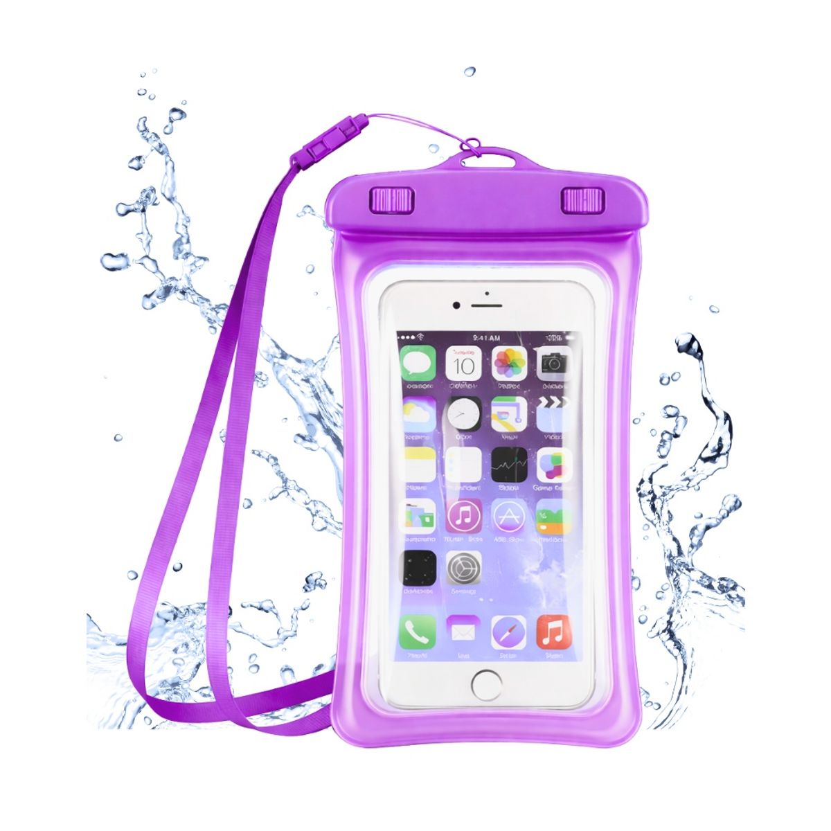 GENERICO - Funda Acuatica con Flotador para Celular Sellado Hermetico Morado
