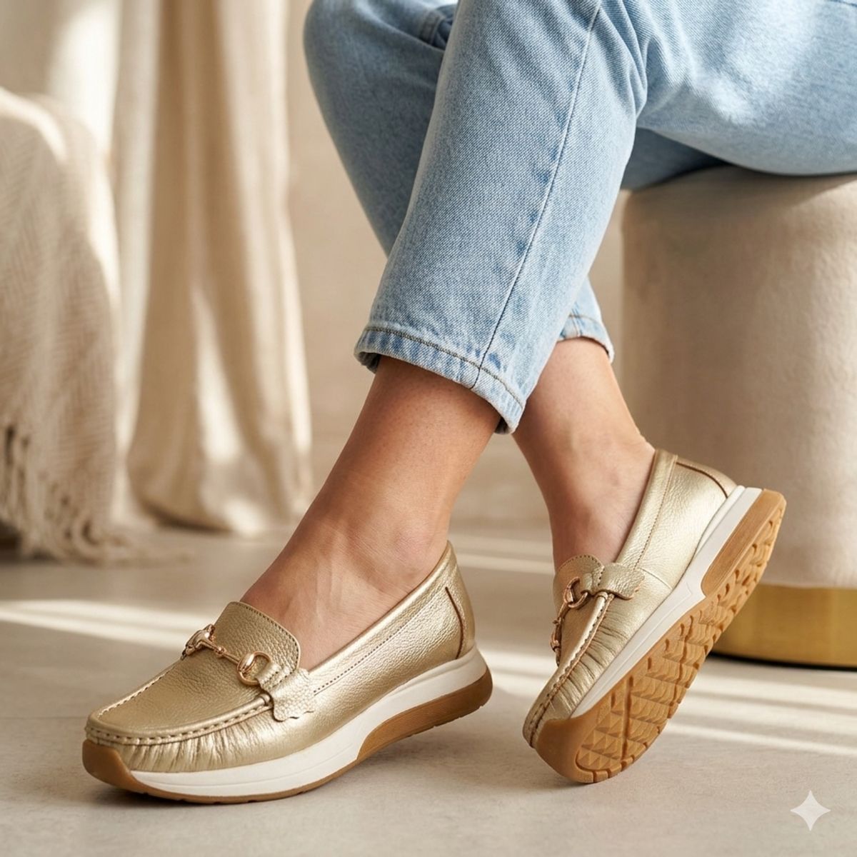 GENERICO - Mocasines Casuales Mujer De Cuero Legitimo
