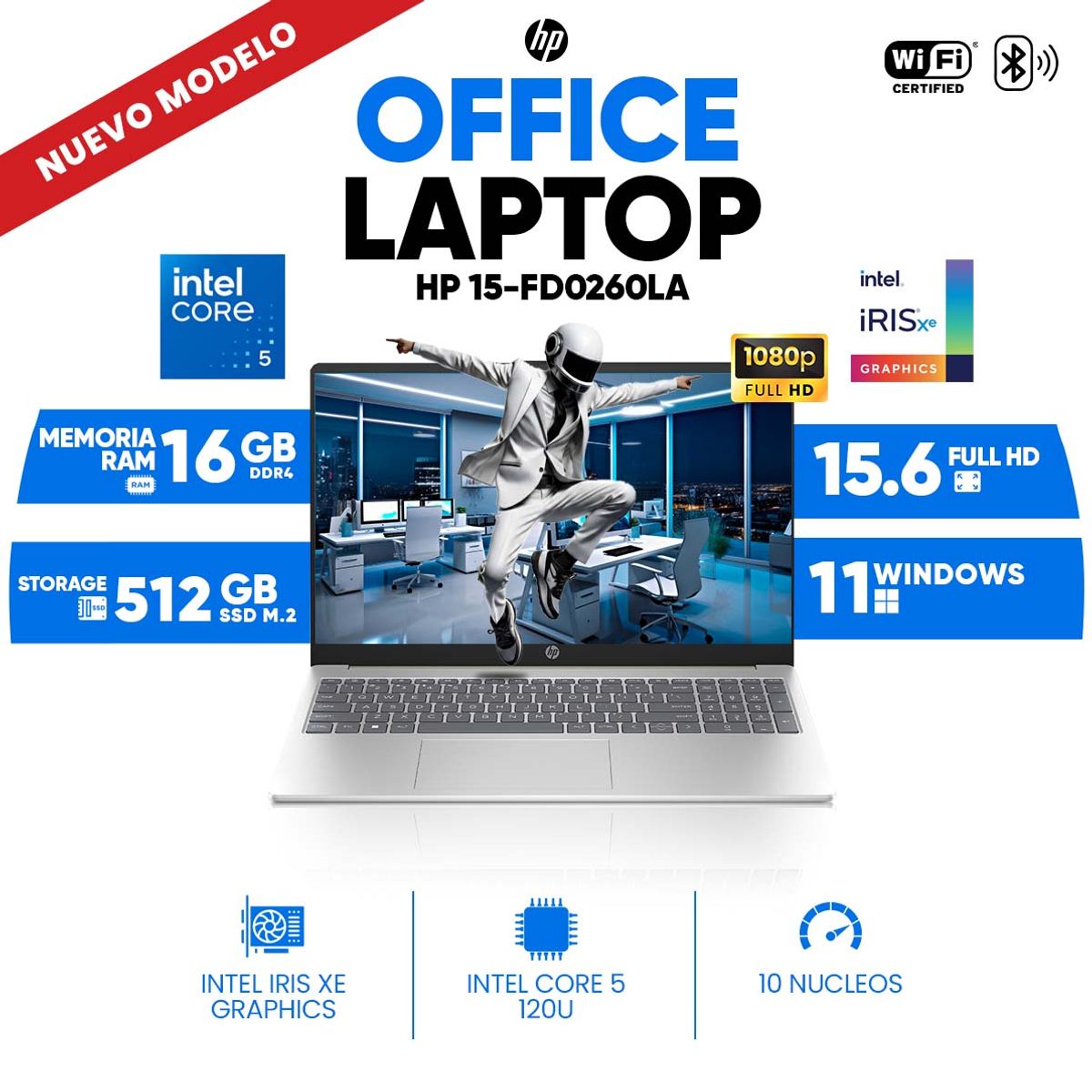 HP - Laptop HP 15-fd0260la, Intel Core i5 120U, 16GB DDR4, 512 GB SSD M.2, 15.6 FULL HD