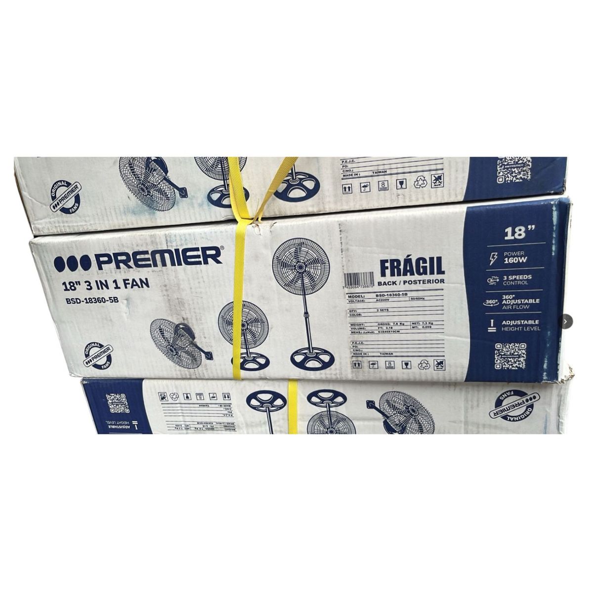 OEM - Ventilador Premier 3 en 1 (Pedestal / Mesa / Pared) 18” 160W 3 Velocidades BSD-18360-5B