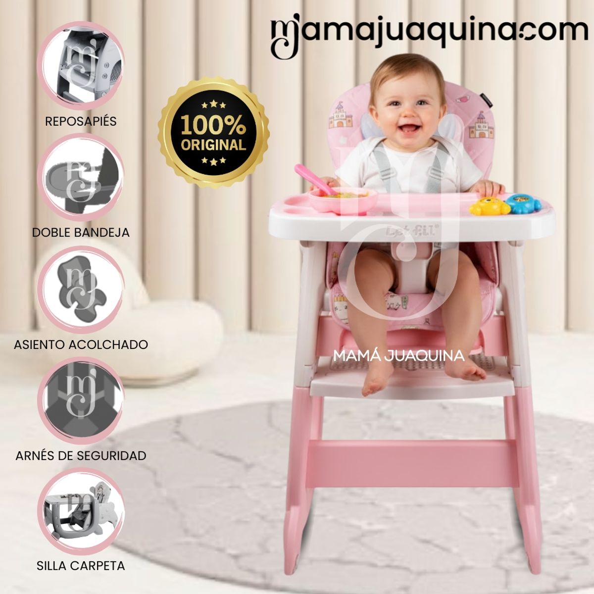Baby - Silla de Comer Escritorio 2 en 1 «EY KITTY» Edición Exclusiva Pink