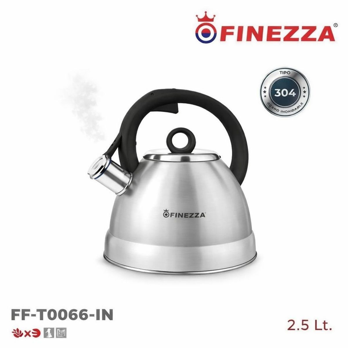 FINEZZA - Tetera Finezza 2.5 Litros de Acero Inoxidable