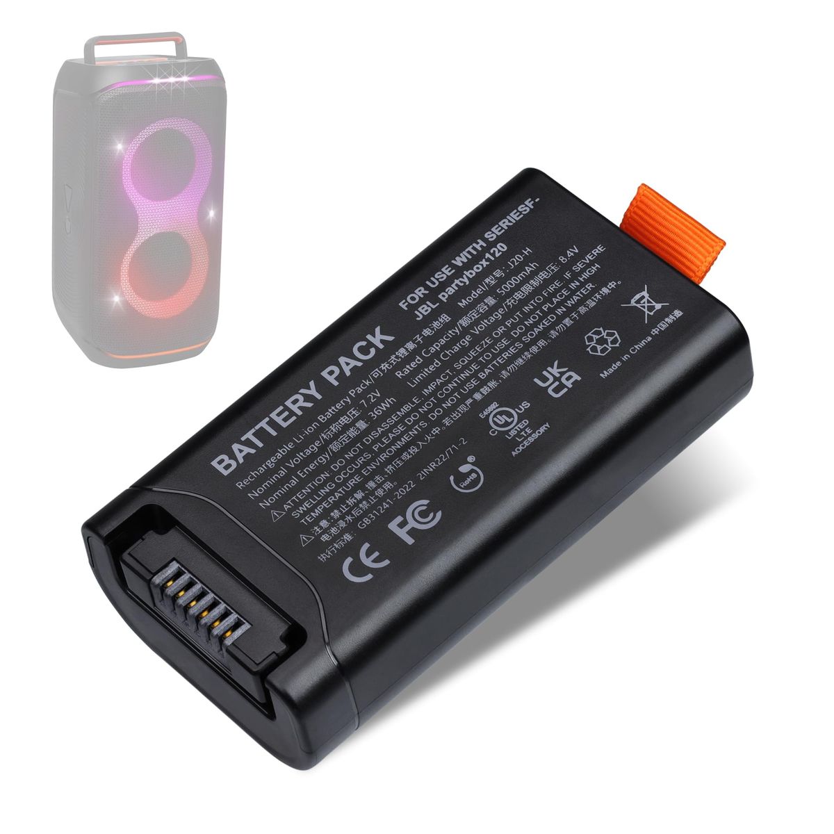 JBL - BATERIA DE REPUESTO PARA JBL PARTYBOX CLUB 120 MODELO BATTERY 200 - CAJA ABIERTA