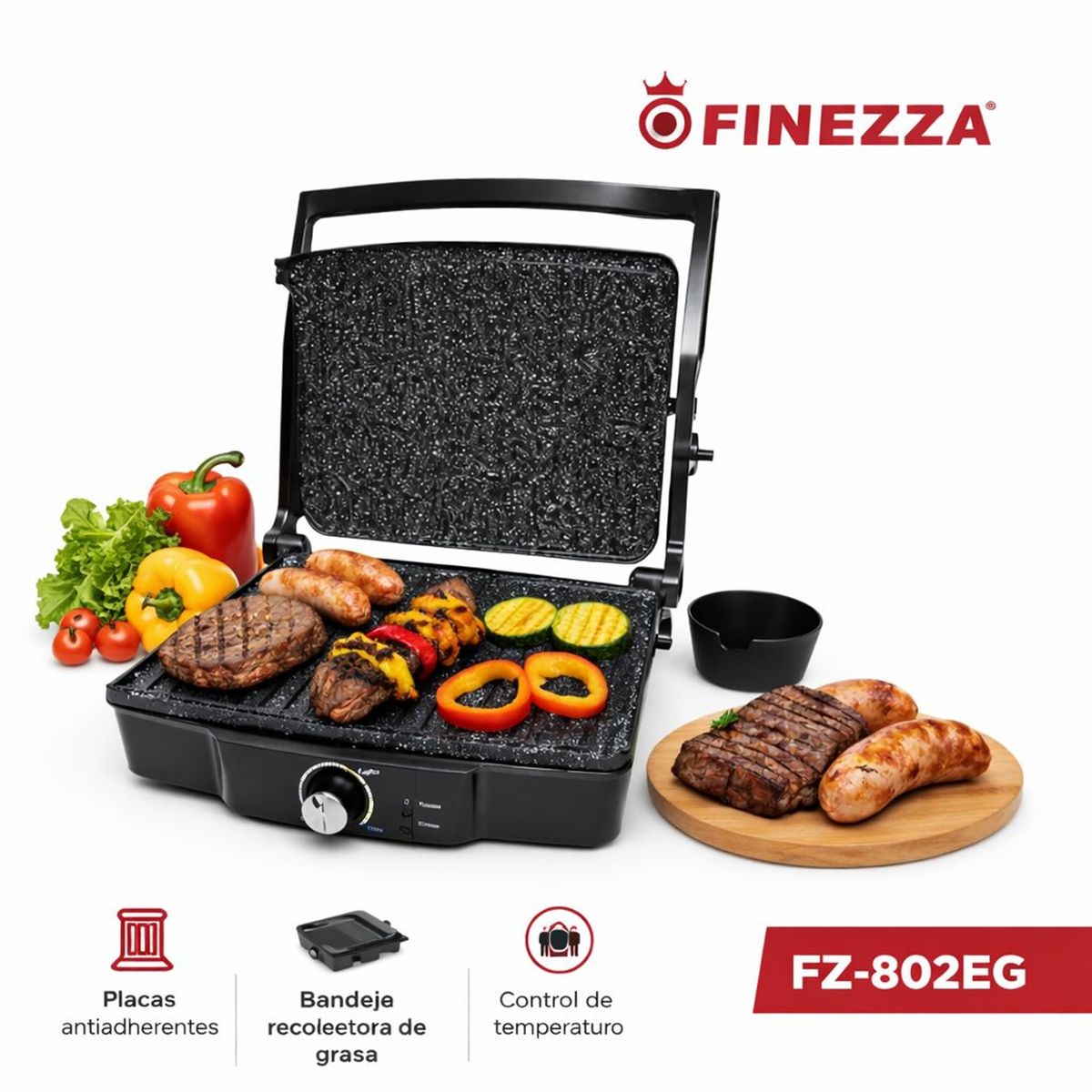 FINEZZA - Parrillera eléctrica antiadherente Finezza FZ-802EG