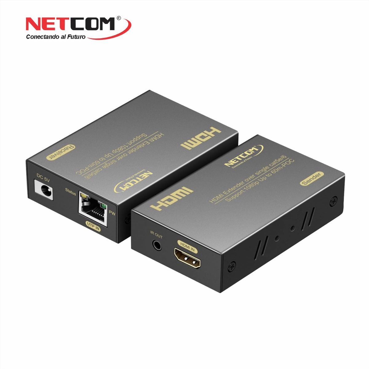 GENERICO - EXTENDER ACTIVO HDMI VIA 1 UTP - CAT5E/CAT6/CAT7/CAT8  FULL HD  1080p@60Hz DE 60 MTS - NETCOM