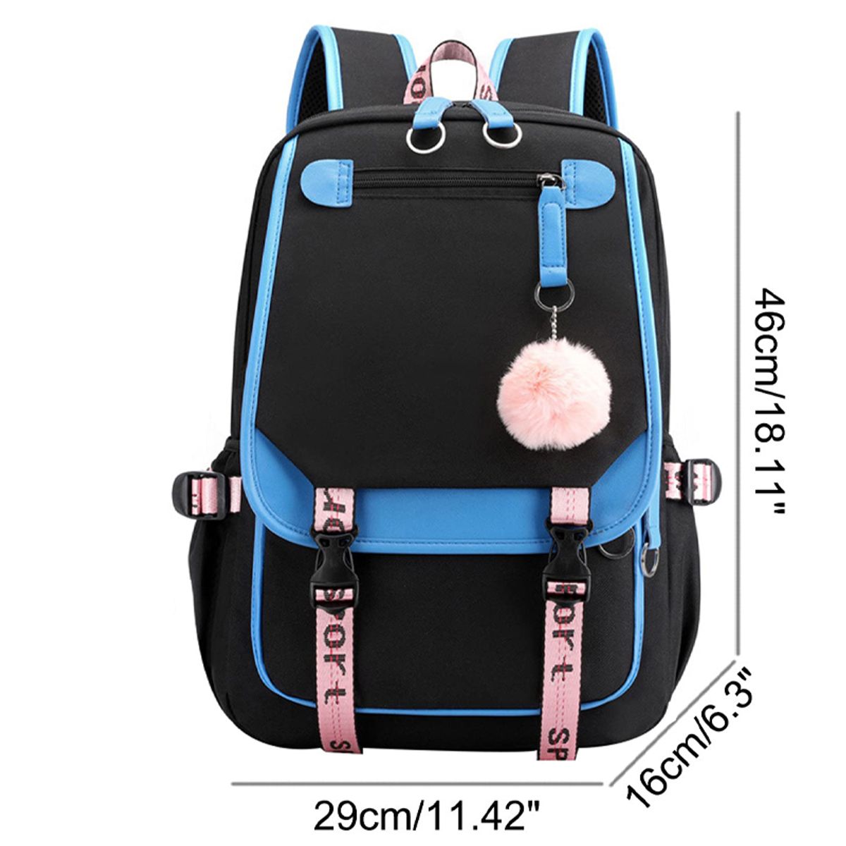 DANWEILE - Mochila informal para adolescentes Negro