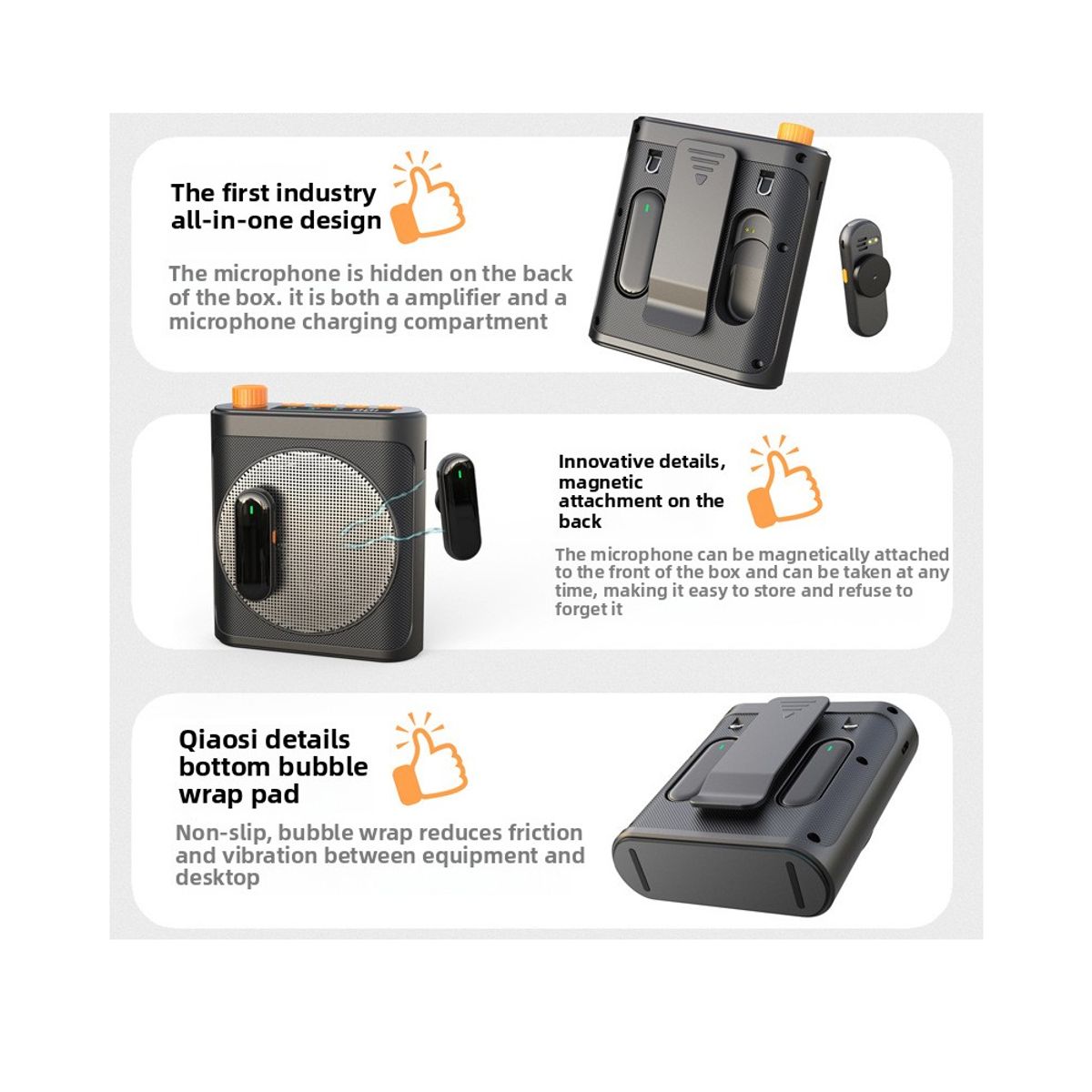 GENERICO - Amplificador de Voz Portátil con Micrófono Bluetooth y Reproductor Multimedia USB