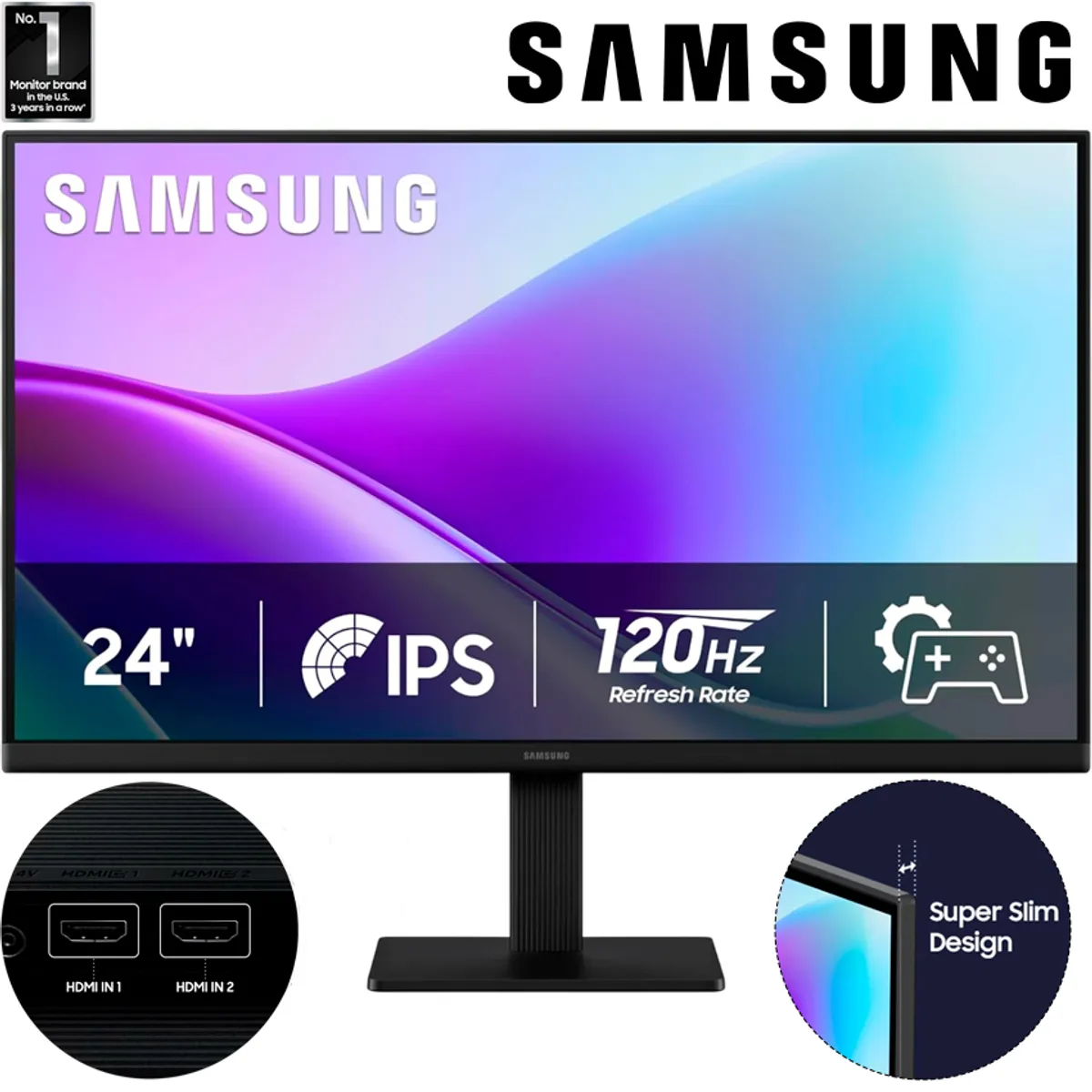 SAMSUNG - Monitor Samsung LS24F320GANXZA  24 Full HD Panel IPS 120Hz HDMI