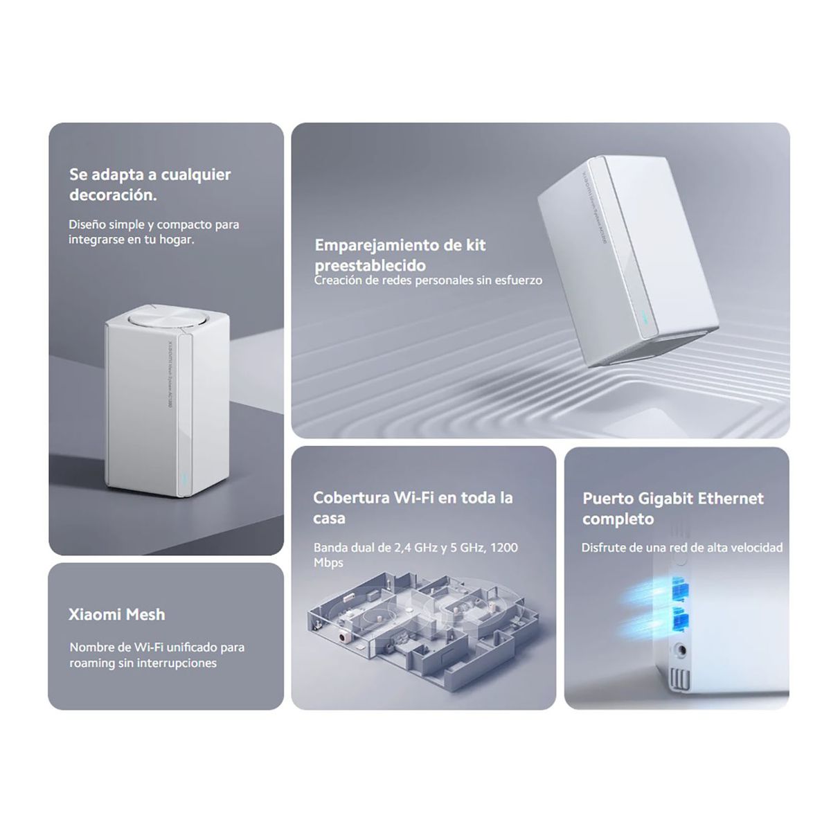 XIAOMI - Sistema Mesh Xiaomi AC1200 3 pack Wi-fi 5 Doble banda Conexión NFC