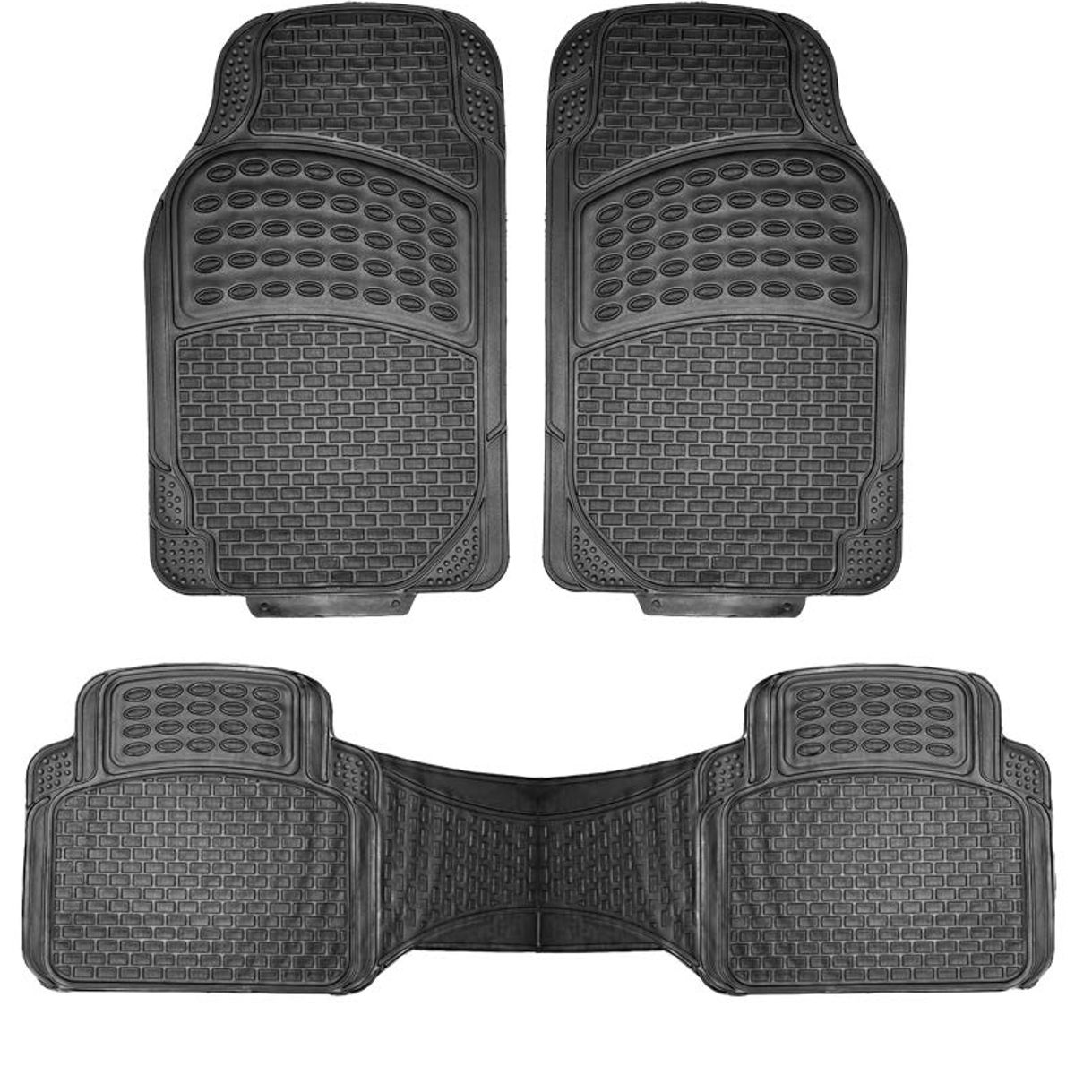 GENERICO - Set Piso Protector Ligero De Alfombrilla Universal  Negro 3Pcs