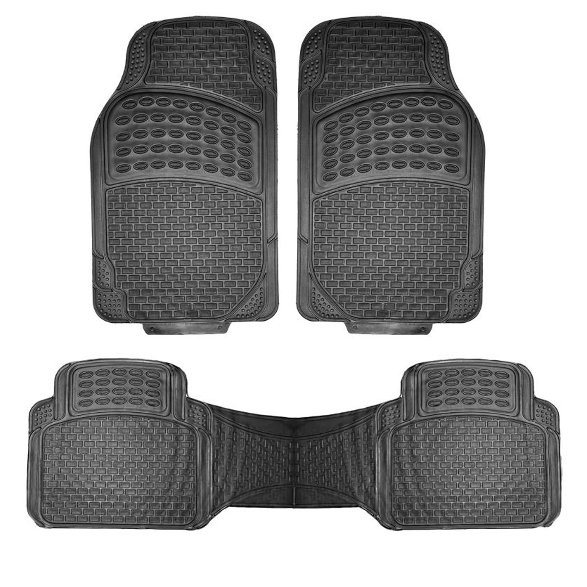 GENERICO - Set Piso Protector Ligero De Alfombrilla Universal  Negro 3Pcs