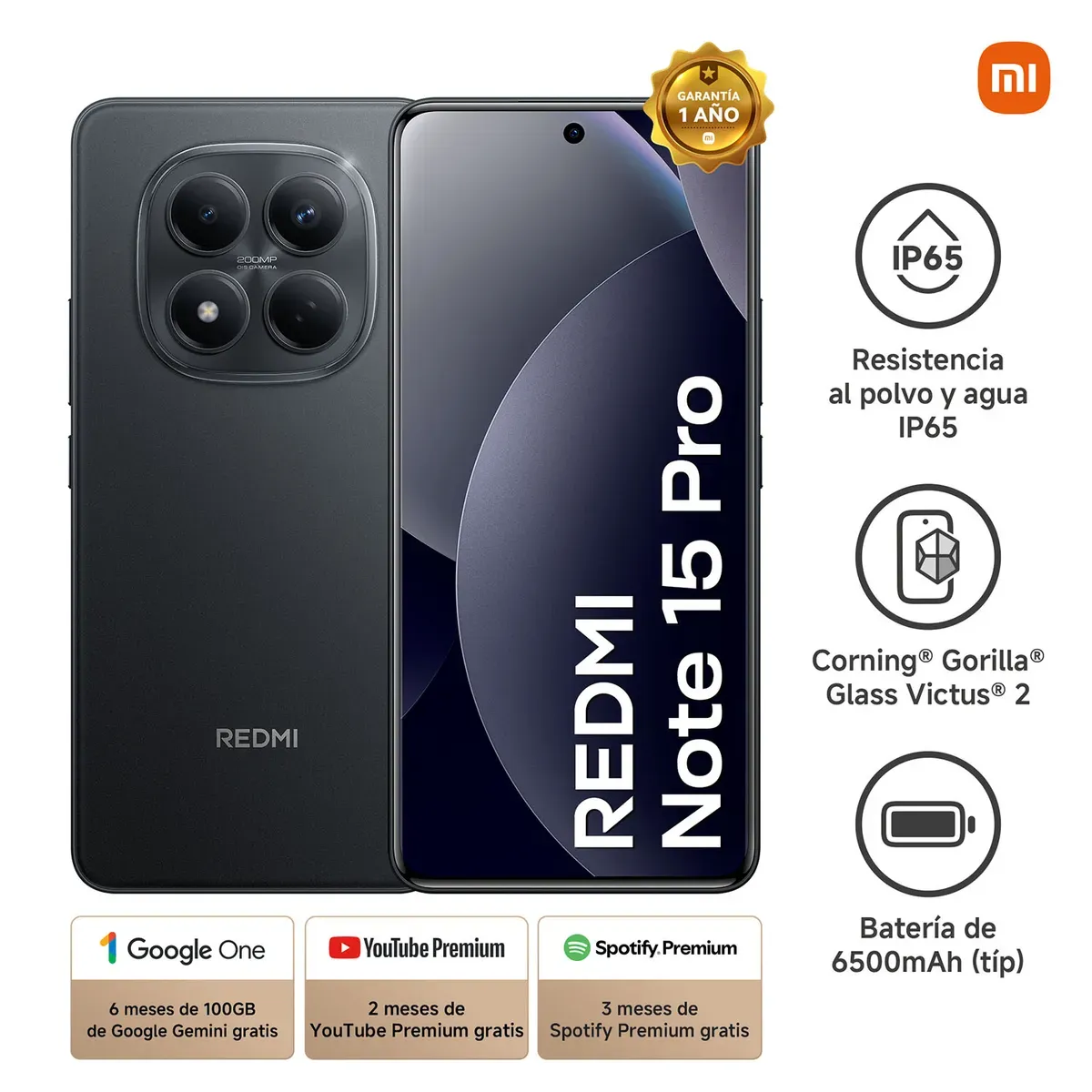 XIAOMI - CELULAR REDMI NOTE 15 PRO 8GB+256GB NEGRO