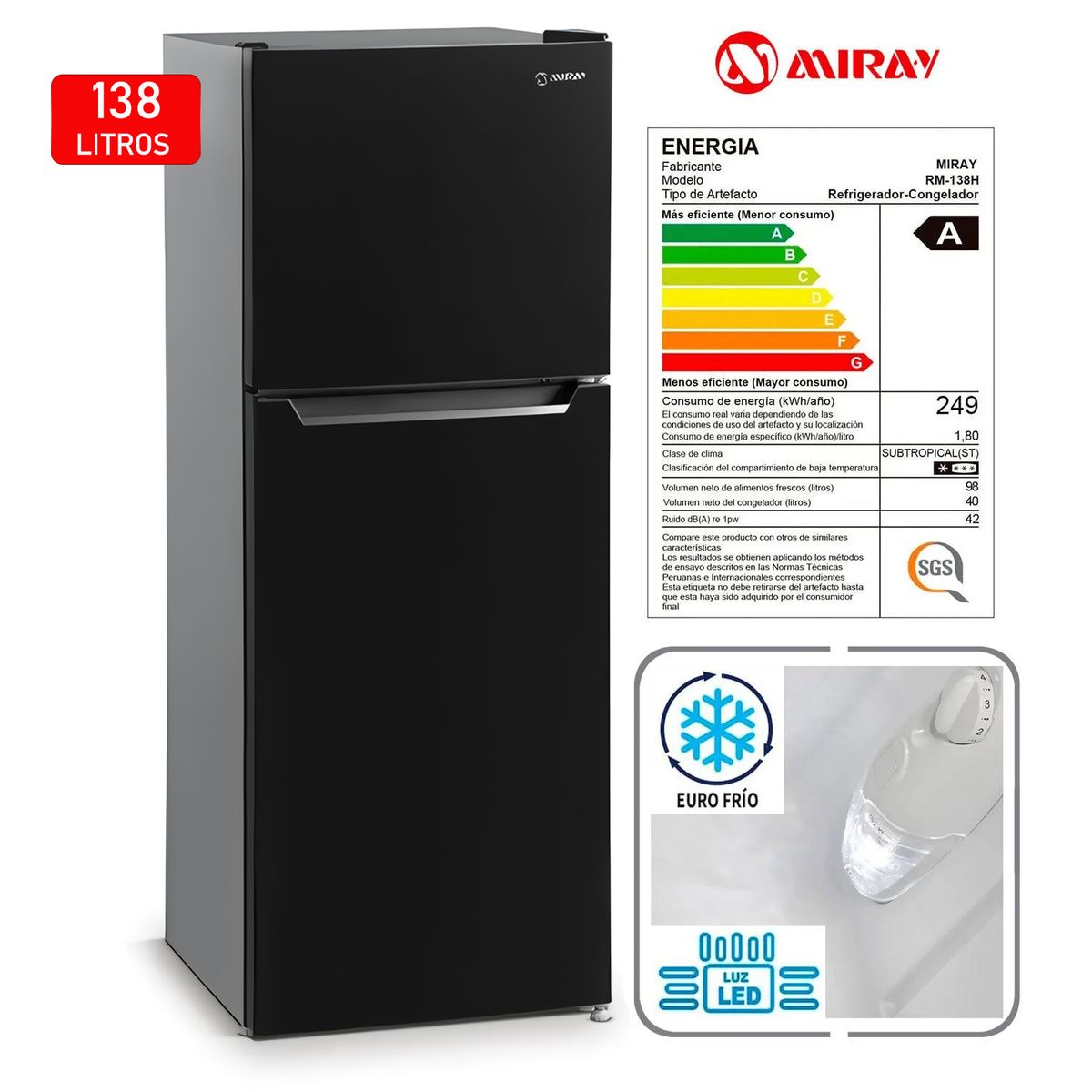 MIRAY - Refrigeradora Miray RM-138H Eurofrío 138L