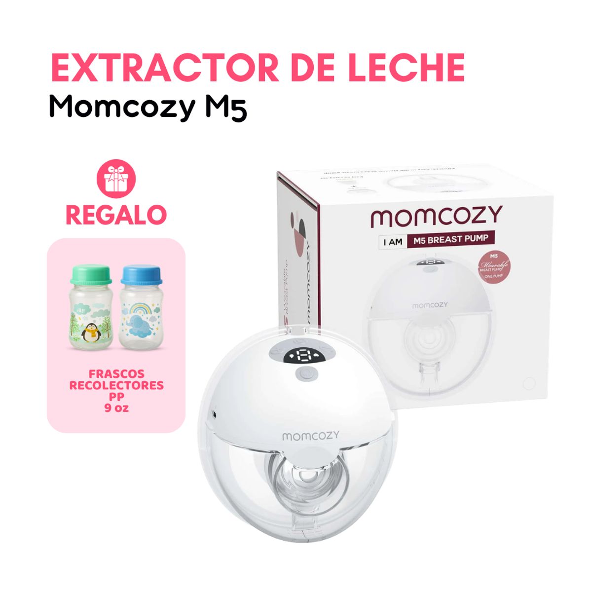 GENERICO - Extractor De Leche Portátil M5 - UNIDAD / REGALO 2 RECOLECTORES PP