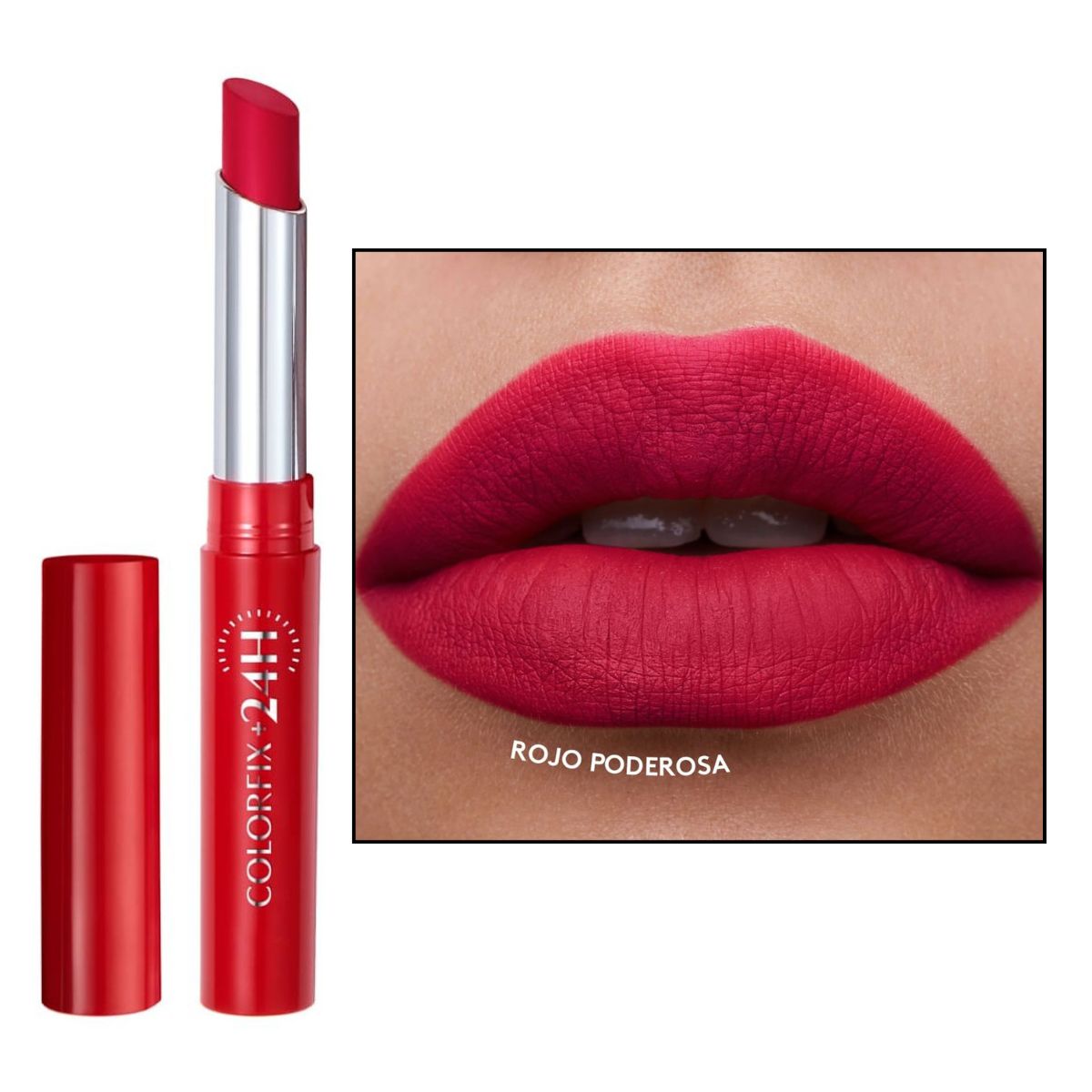 Esika - Labial barra mate colorfix 24h ésika rojo poderosa