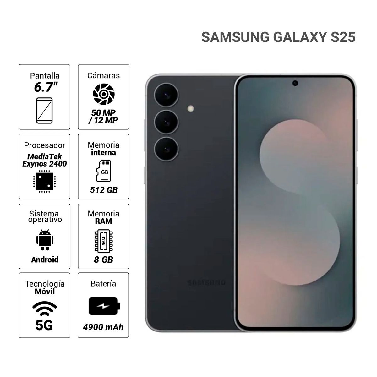 SAMSUNG - Galaxy S25 FE 8GB 512GB Negro