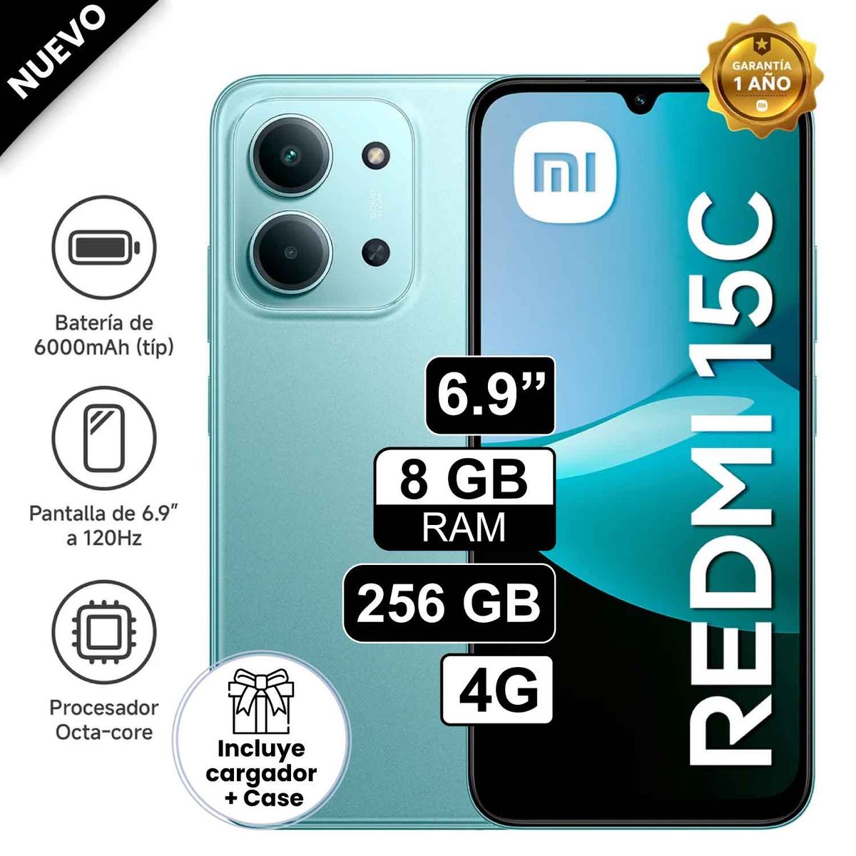 REDMI - Celular Xiaomi Redmi 15C 256GB 8GB RAM Verde