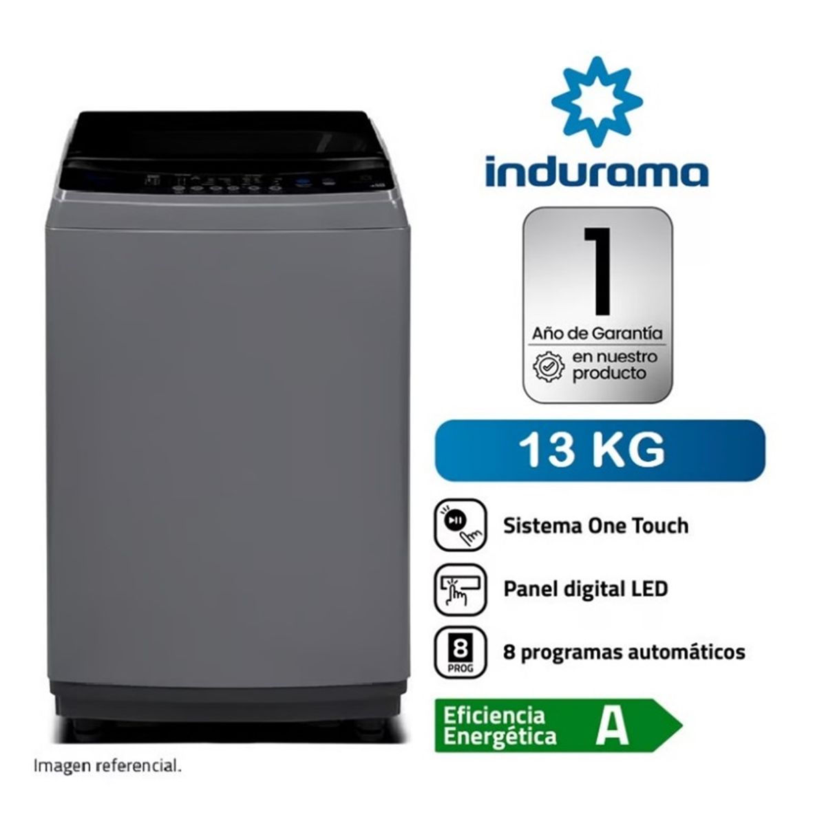 INDURAMA - LAVADORA 13KG CARGA SUPERIOR LRI-13DGR