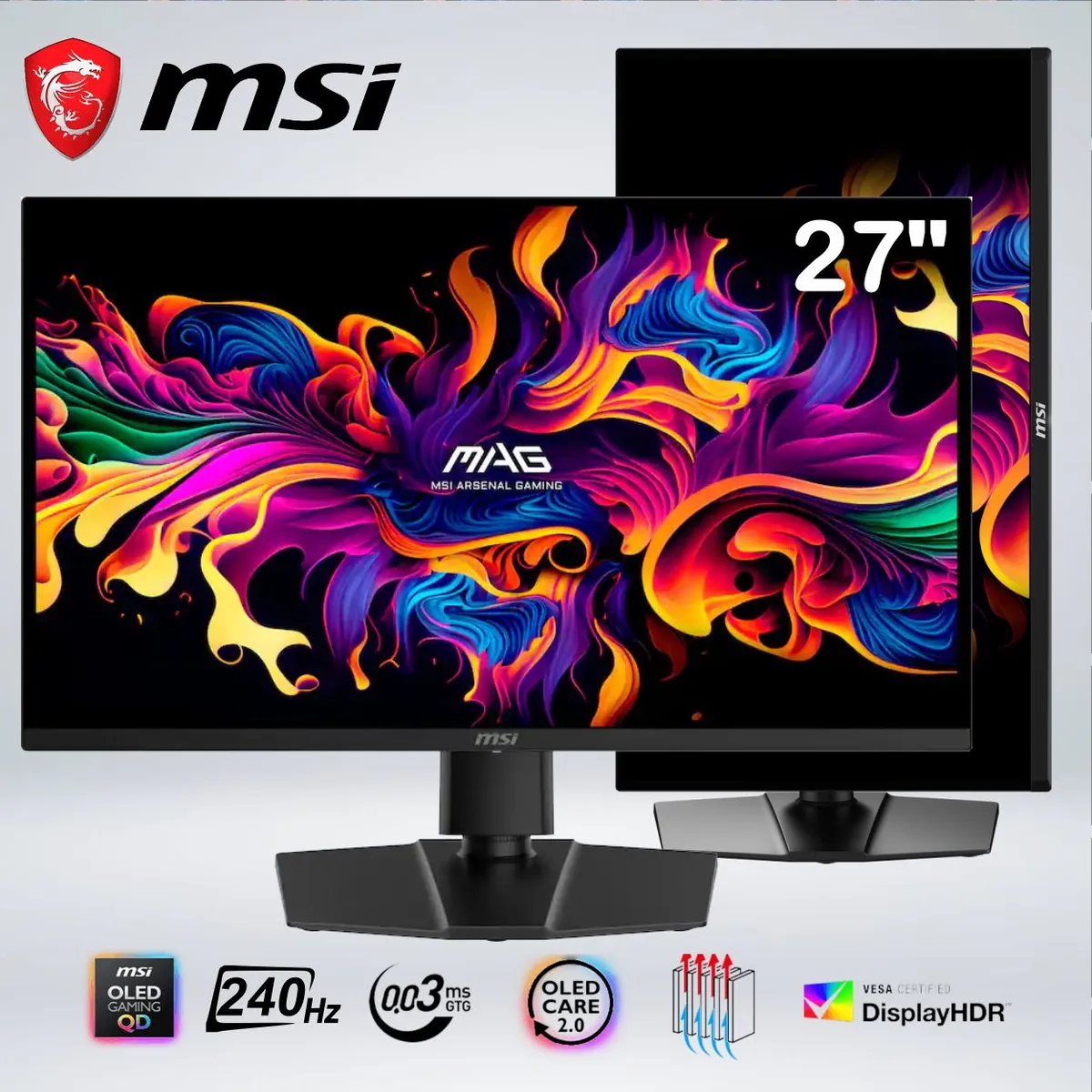 MSI - MONITOR GAMER MAG 271QP QD-OLED X24 WQHD 27 " 240hz 0.03ms HDR NVIDIA G-SYNC AMD FreeSynC