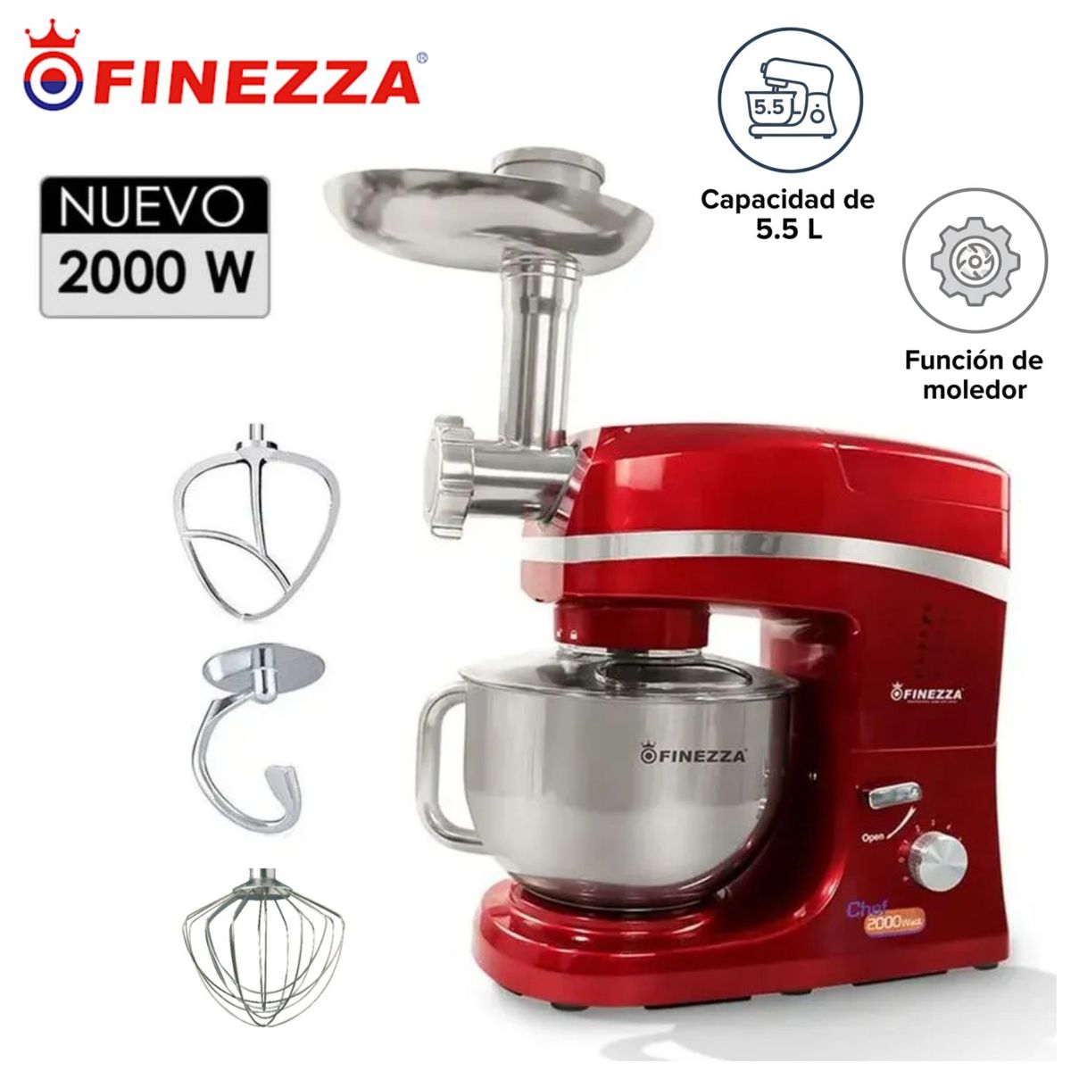 FINEZZA - Batidora Finezza FZ-6820B Orbital 2000W con Moledor