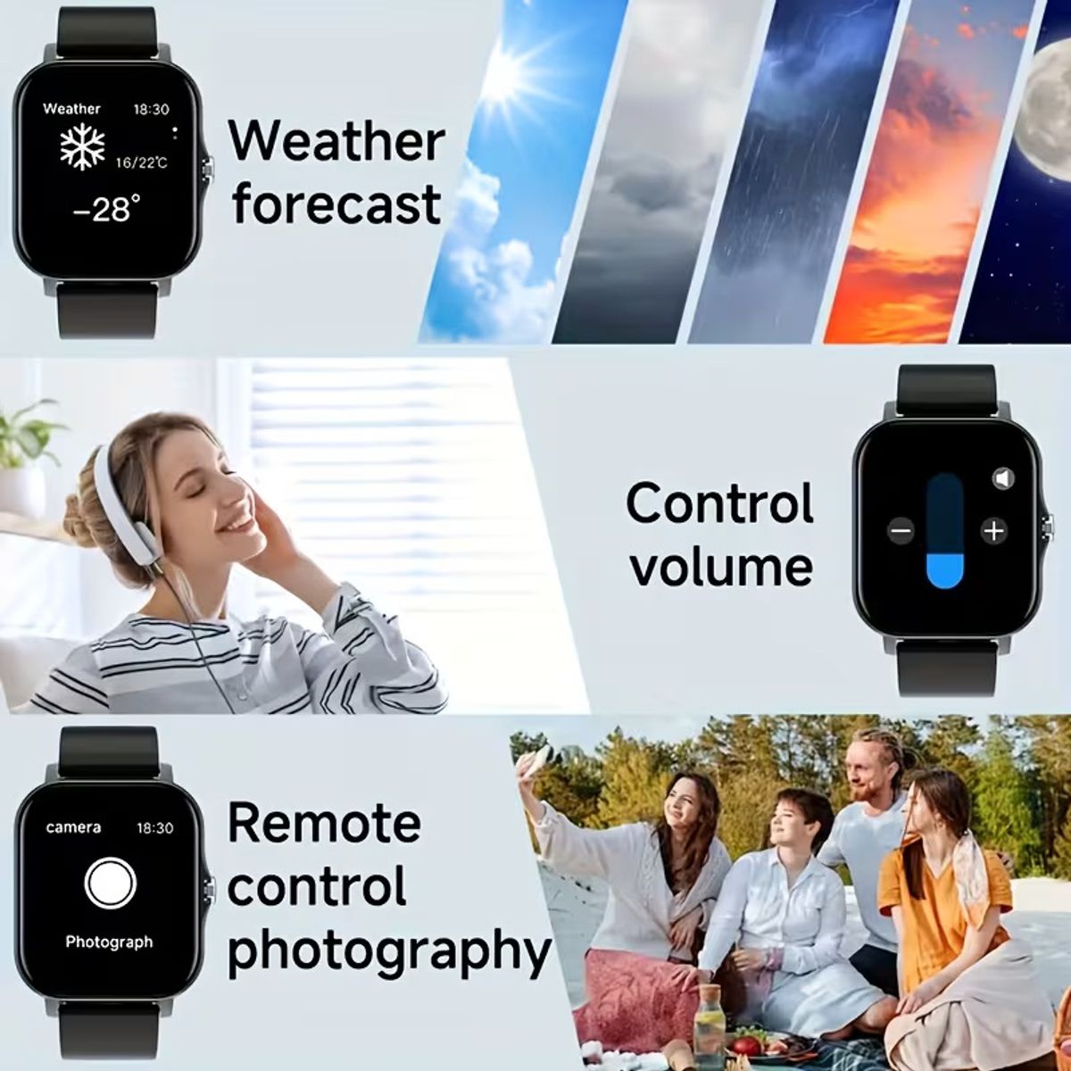 GENERICO - Smartwatch Deportivo Multifuncional Blanco Control Total