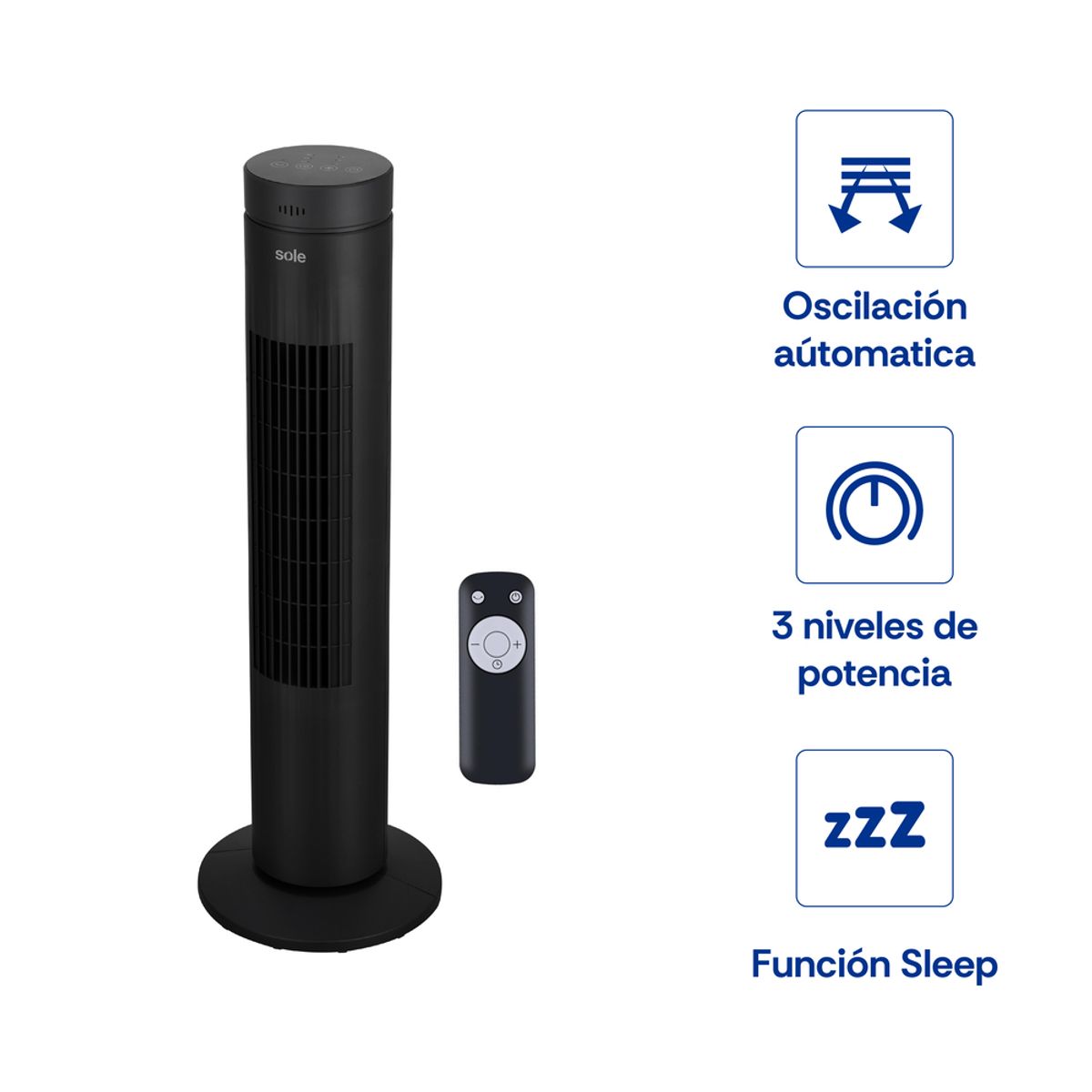 SOLE - Ventilador Tipo Torre Black 76 Cm Sole 3120SOLAIR019V2