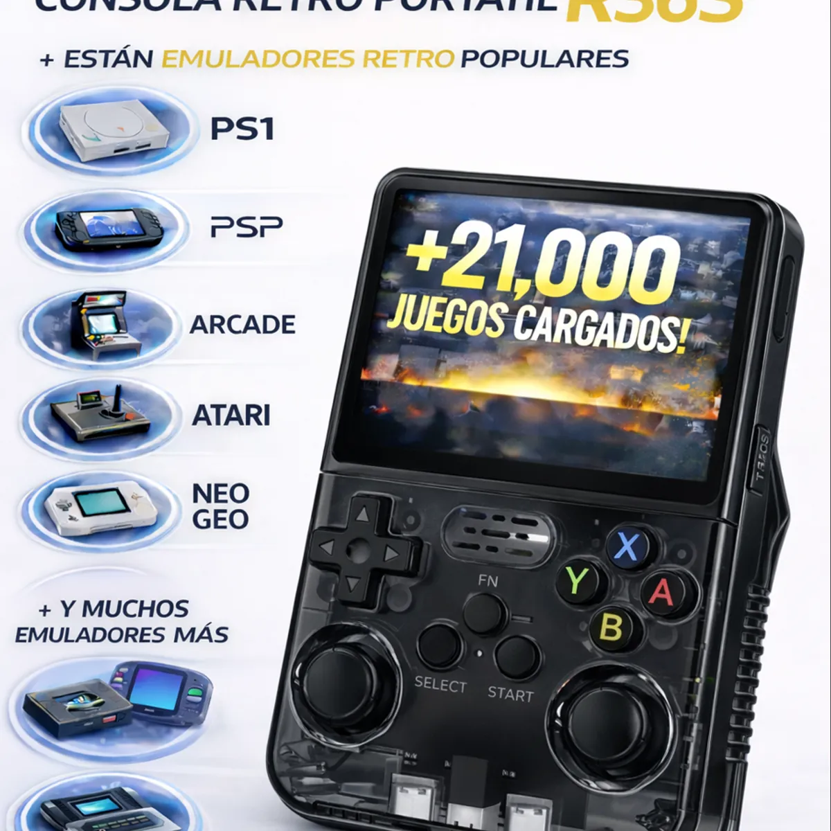 GENERICO - Consola Portatil Retro Game R36S 64GB Negro