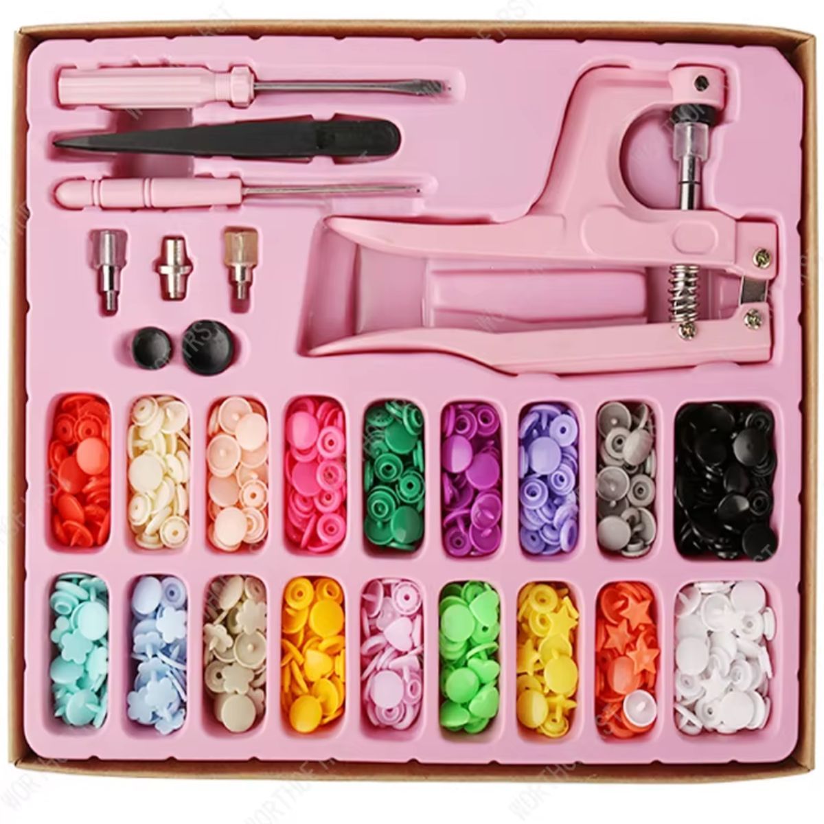 GENERICO - Juego de broches snap botones a presión de plástico de 12mm con alicates