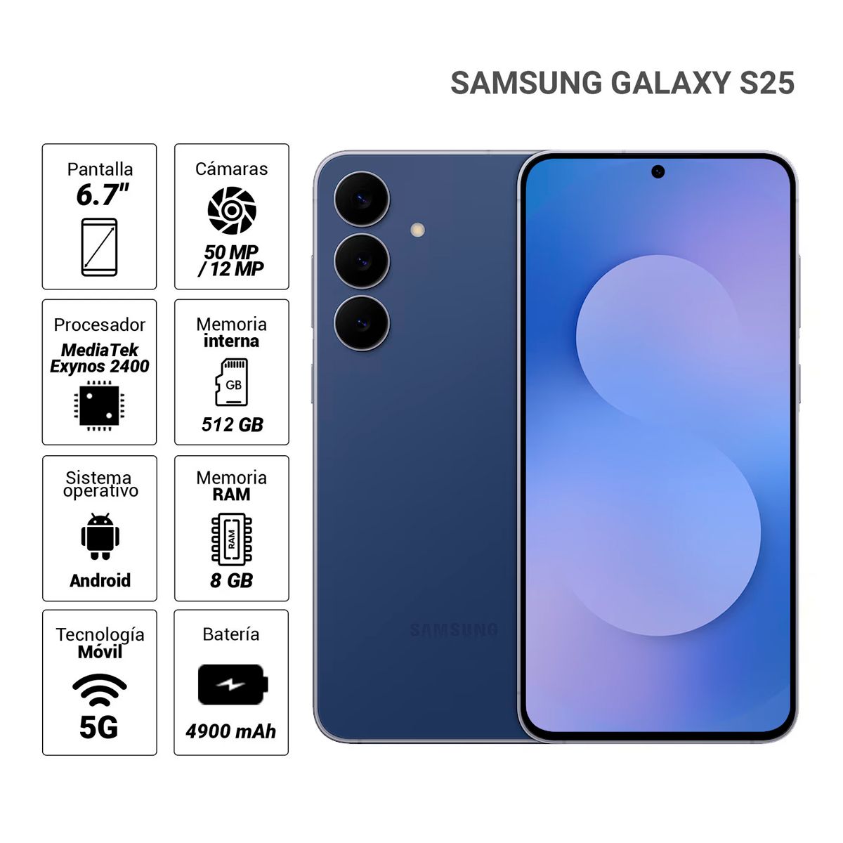 SAMSUNG - Smartphone Galaxy S25 FE 512GB 8GB RAM 50MP  12MP Navy