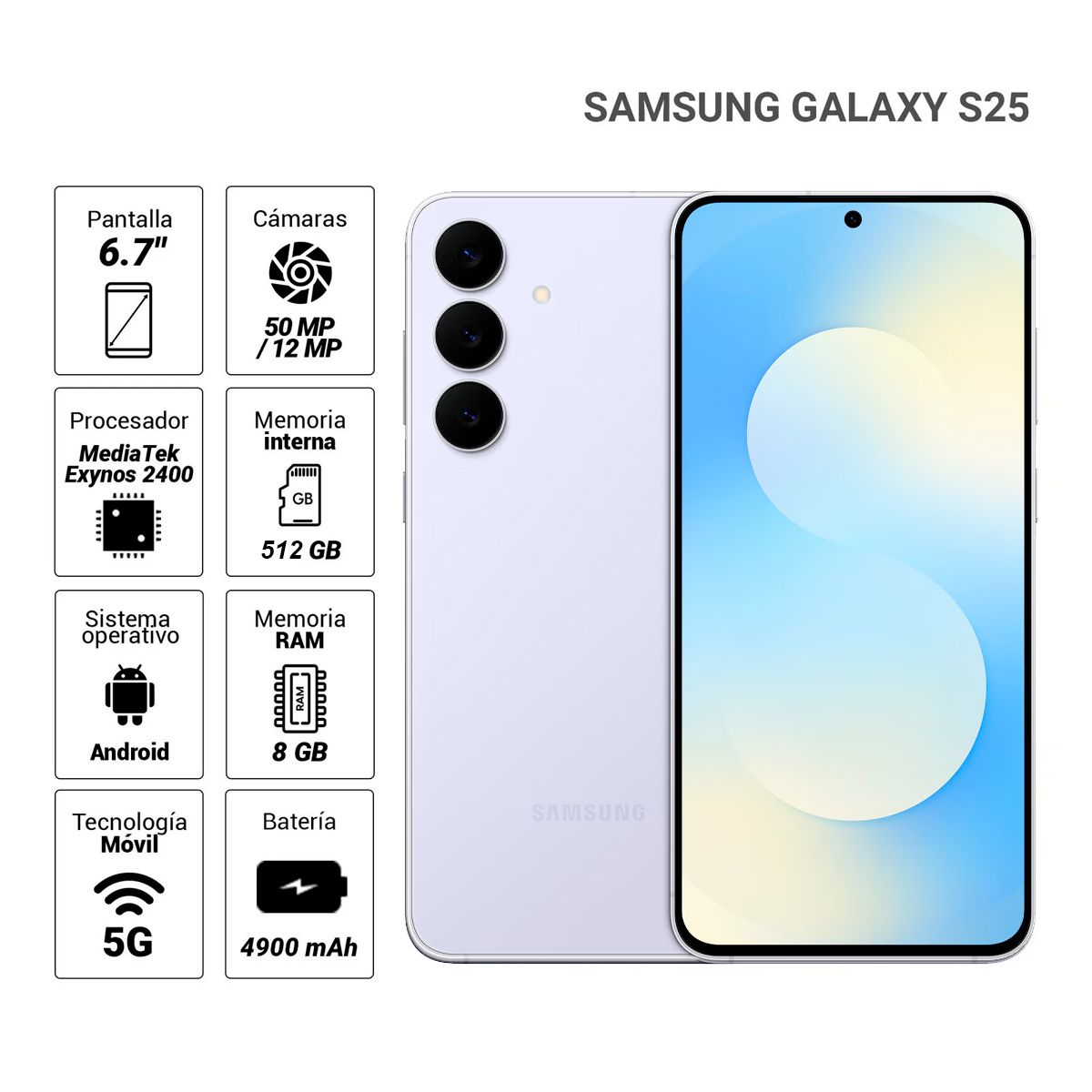 SAMSUNG - GALAXY S25 FE 5G 8GB 512GB 50MP AZUL HIELO