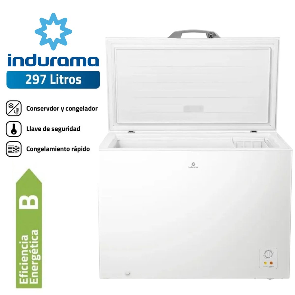 INDURAMA - CONGELADORA 297LT INDURAMA COLOR BLANCO MOD CI-320BL