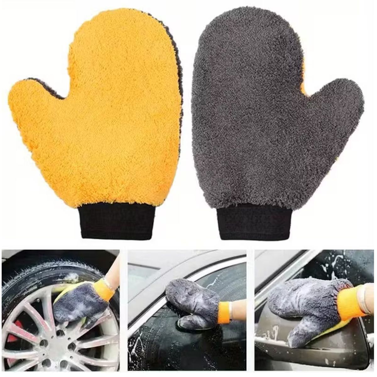 GENERICO - Guantes De Limpieza Acolchado Microfibra Color Gris Universal