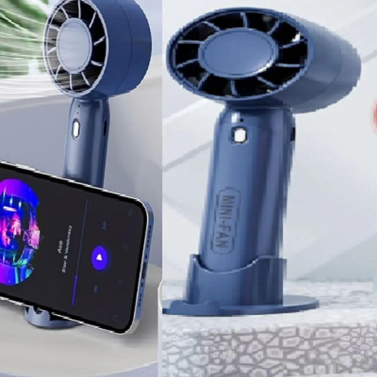 GENERICO - Ventilador de mano portátil recargable con 2 velocidades AZUL
