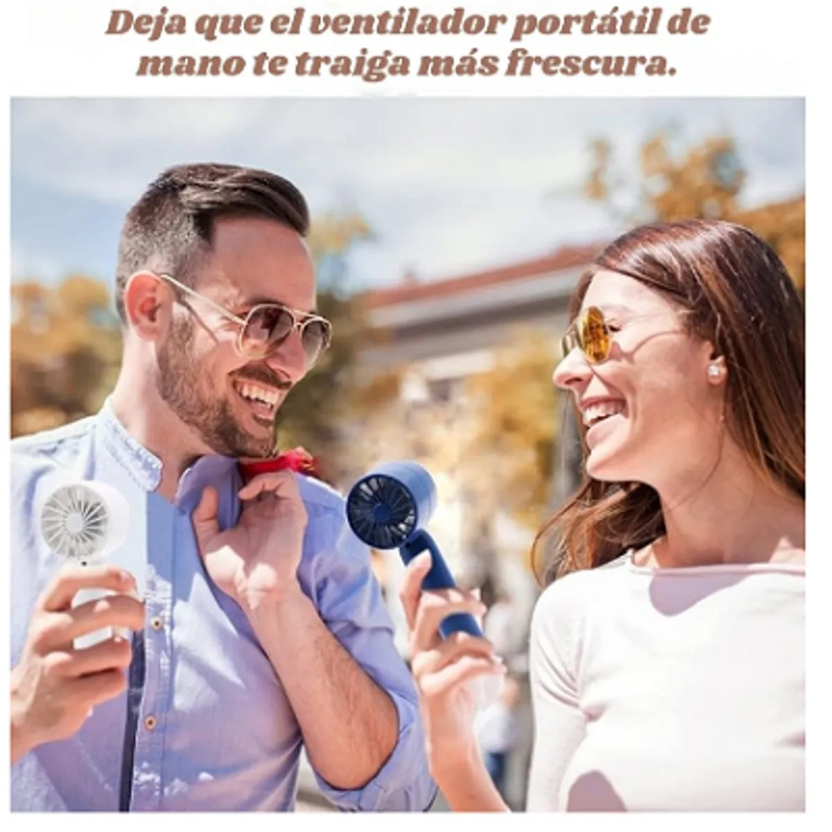 GENERICO - Ventilador de mano portátil recargable con 2 velocidades AZUL