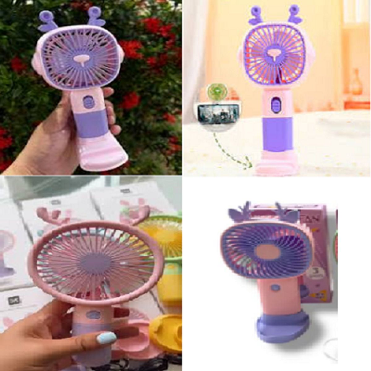 GENERICO - Ventilador de mano portátil recargable con 2 velocidades  ROSADO