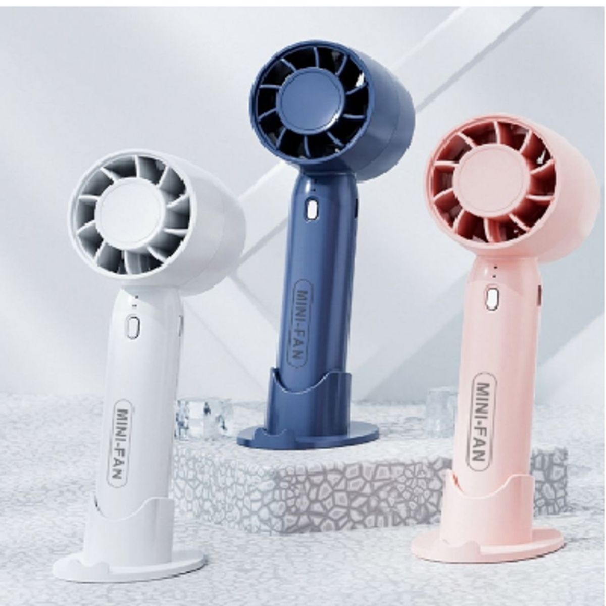 GENERICO - Ventilador de mano portátil recargable con 2 velocidades  Blanco