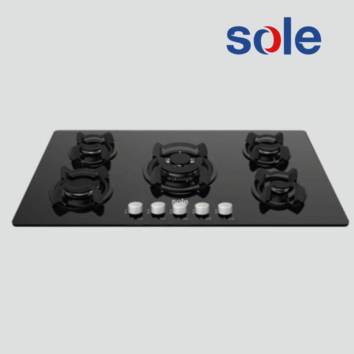 SOLE - SOLCO033 - Cocina Empotrable A Gas 5 Hornillas Negro 86Cm Sole