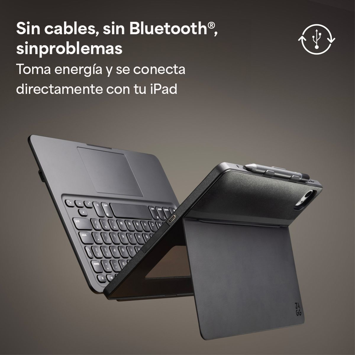 ZAGG - Teclado con funda con trackpad soporte integrado para iPad A16Gen10