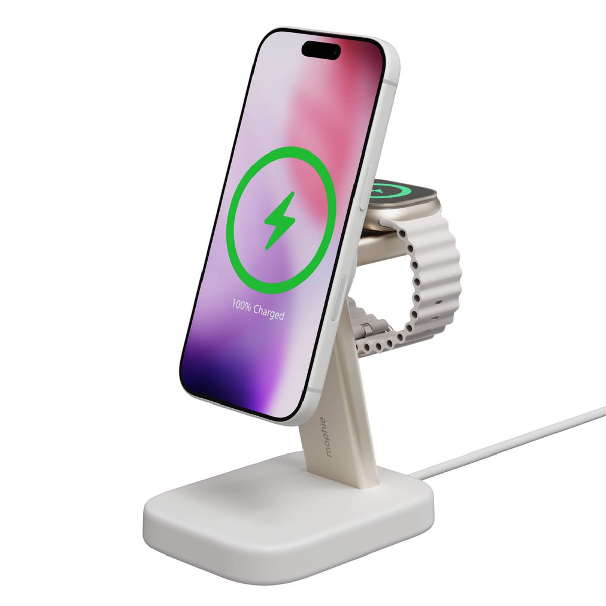 MOPHIE - Base de carga inalámbrica mophie 2 en 1 con certificación Qi2 para iPhone y Apple Watch