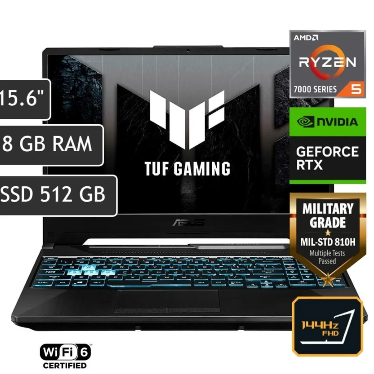ASUS - LAPTOP ASUS TUF GAMING RYZEN 5 7535HS A15 FA506N-HN005W RAM 8GB SSD 512GB RTX 2050 4GB 15.6" FHD W11