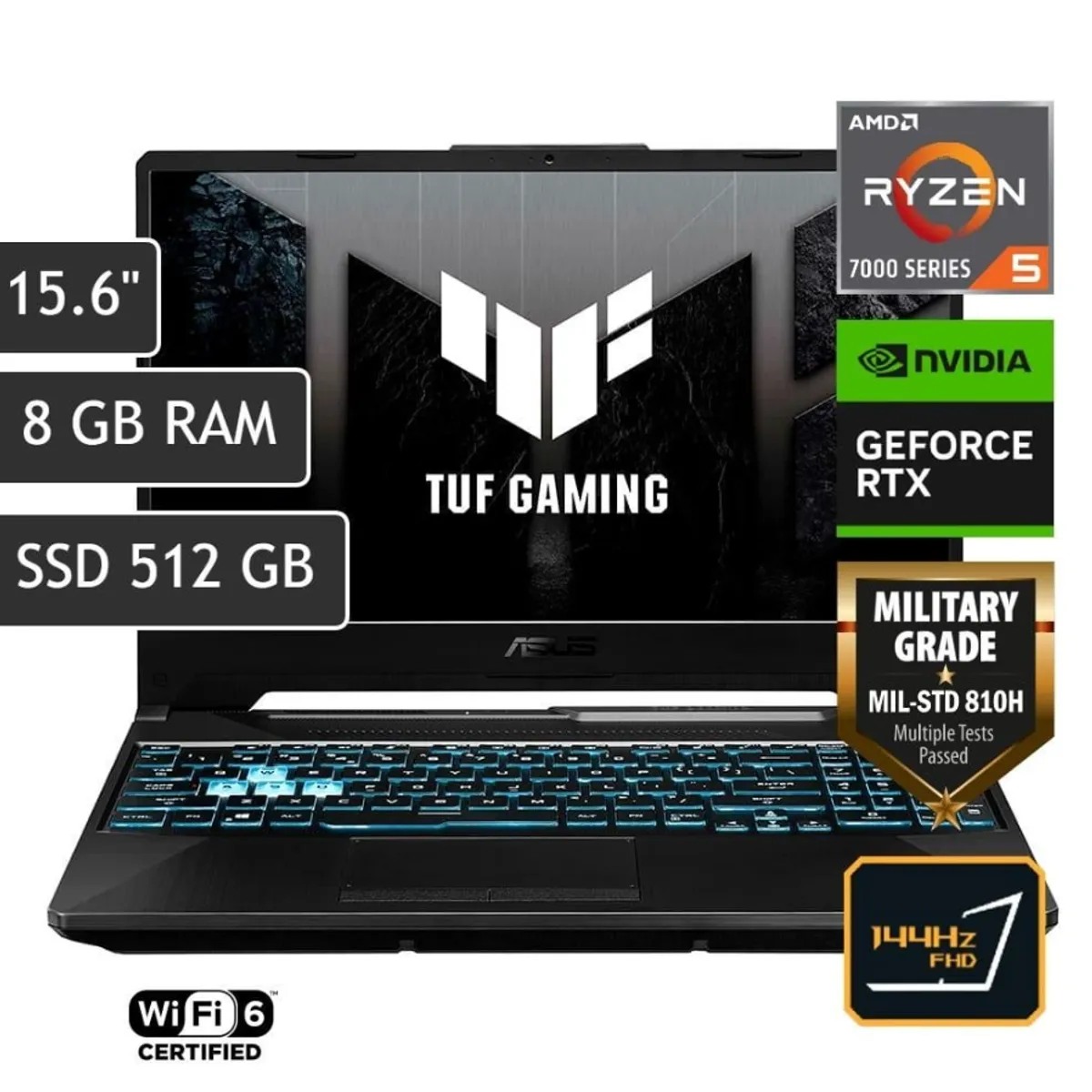 ASUS - LAPTOP ASUS TUF GAMING RYZEN 5 7535HS A15 FA506N-HN005W RAM 8GB SSD 512GB RTX 2050 4GB 15.6" FHD W11