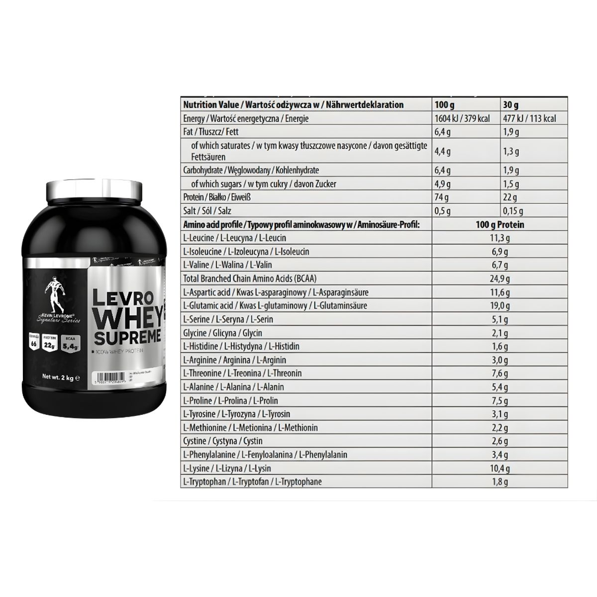 KEVIN LEVRONE - Levro Whey Supreme 2 Kg Proteina Whey - Vainilla