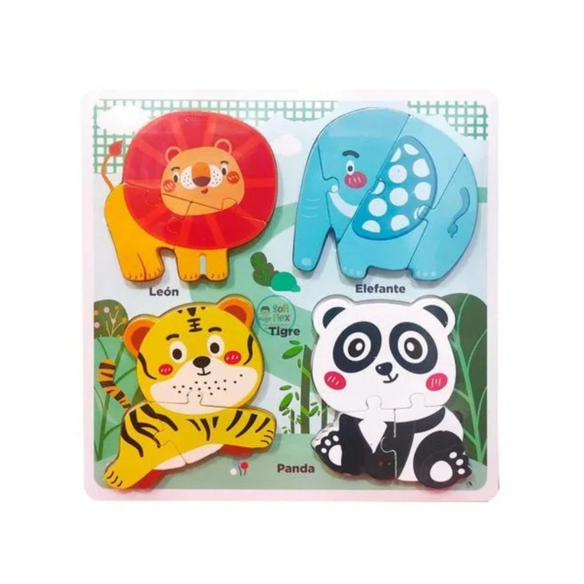 GENERICO - Rompecabeza con Diseño de Animales Fraccionada con Pizarra Incluida