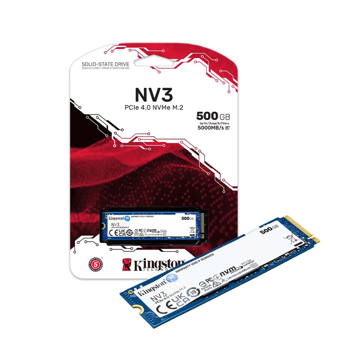 KINGSTON - SSD 500GB Kingston NV3 NVMe PCIe 4.0 M.2 2280 Hasta 6000MB/s Color Azul