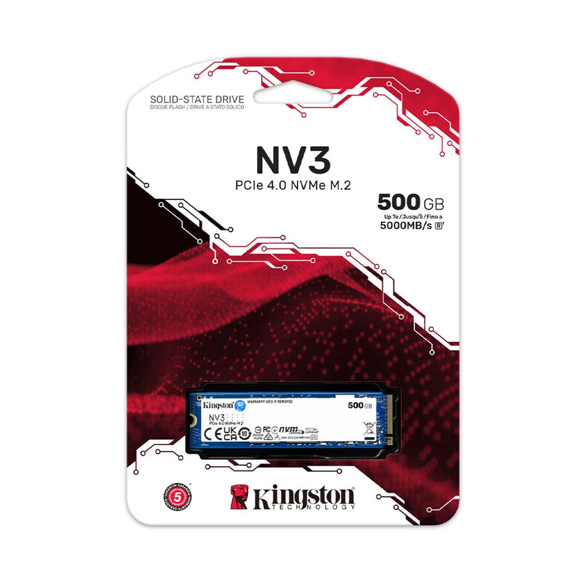 KINGSTON - SSD 500GB Kingston NV3 NVMe PCIe 4.0 M.2 2280 Hasta 6000MB/s Color Azul
