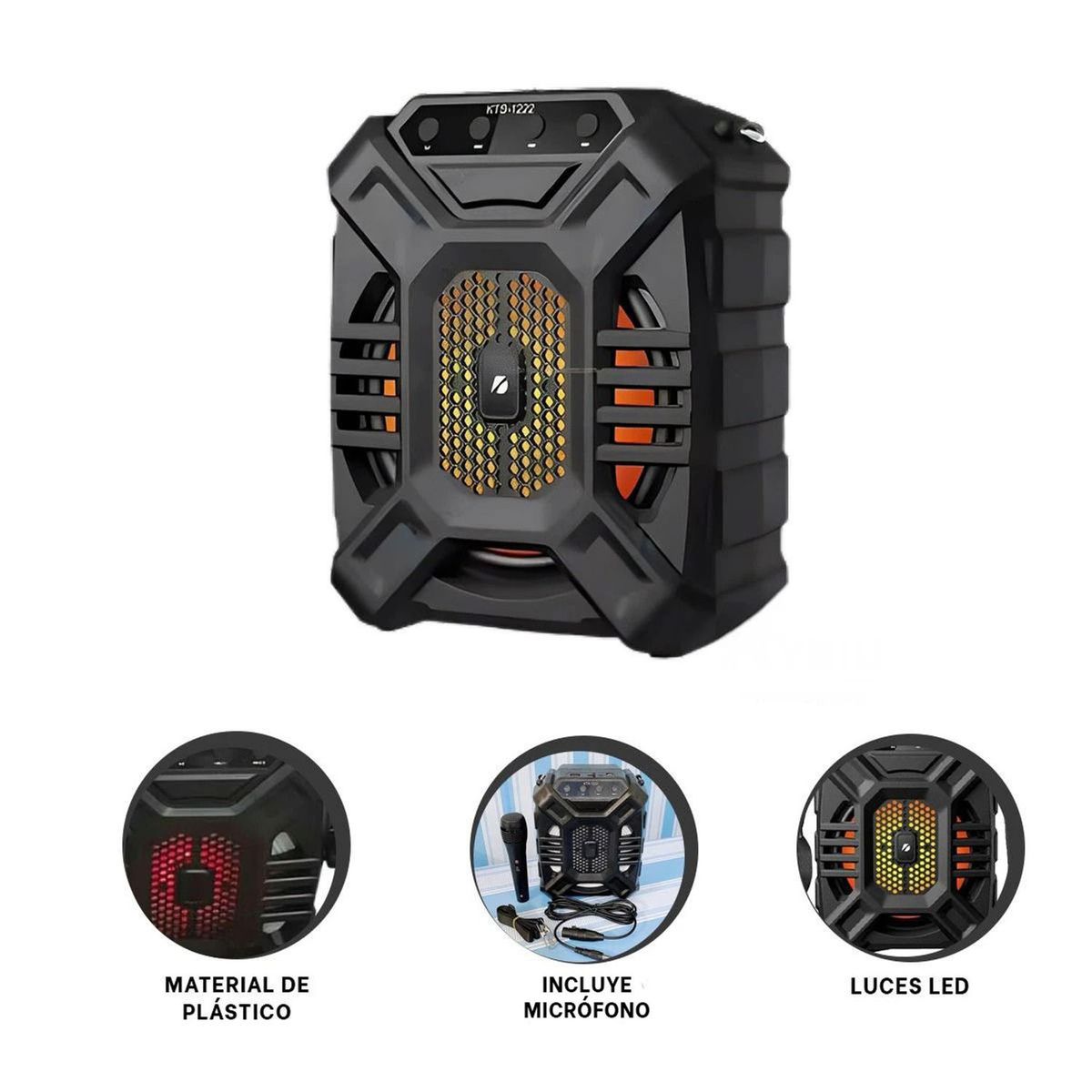 GENERICO - Parlante GTS-1222 6.5 Pulgadas Con Luces LED Y Microfono Karaoke